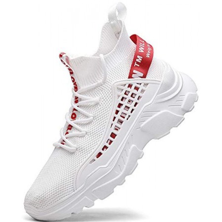 Mens Athletic Running Walking Shoes Non Slip Fashion Sneakers White